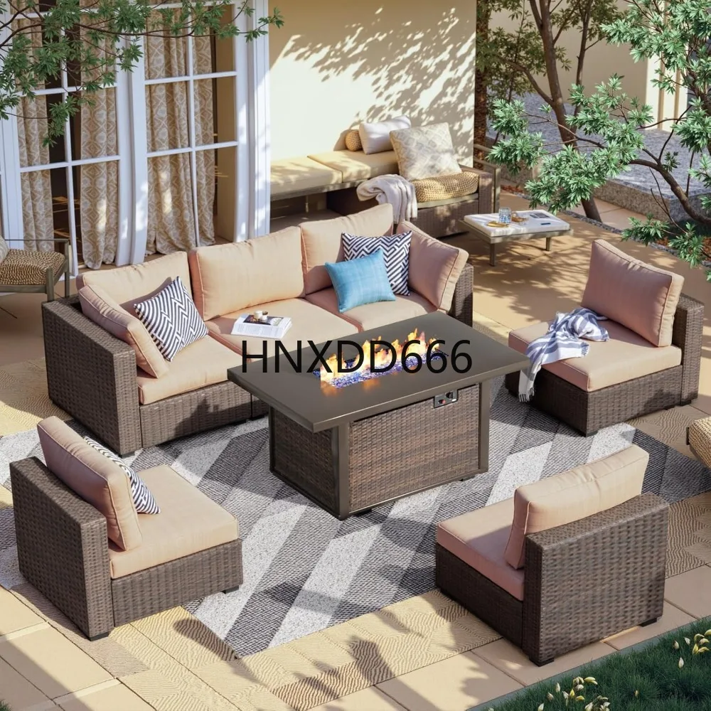 Outdoor Furniture And Fire Pit - 7 Piece Patio Furniture Set with