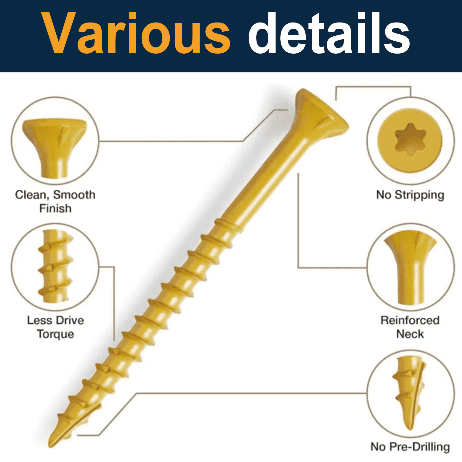 VKKM Wood Screws #8 X 2 Inch 4 - đánh giá và giá Outdoor Furniture Yellow