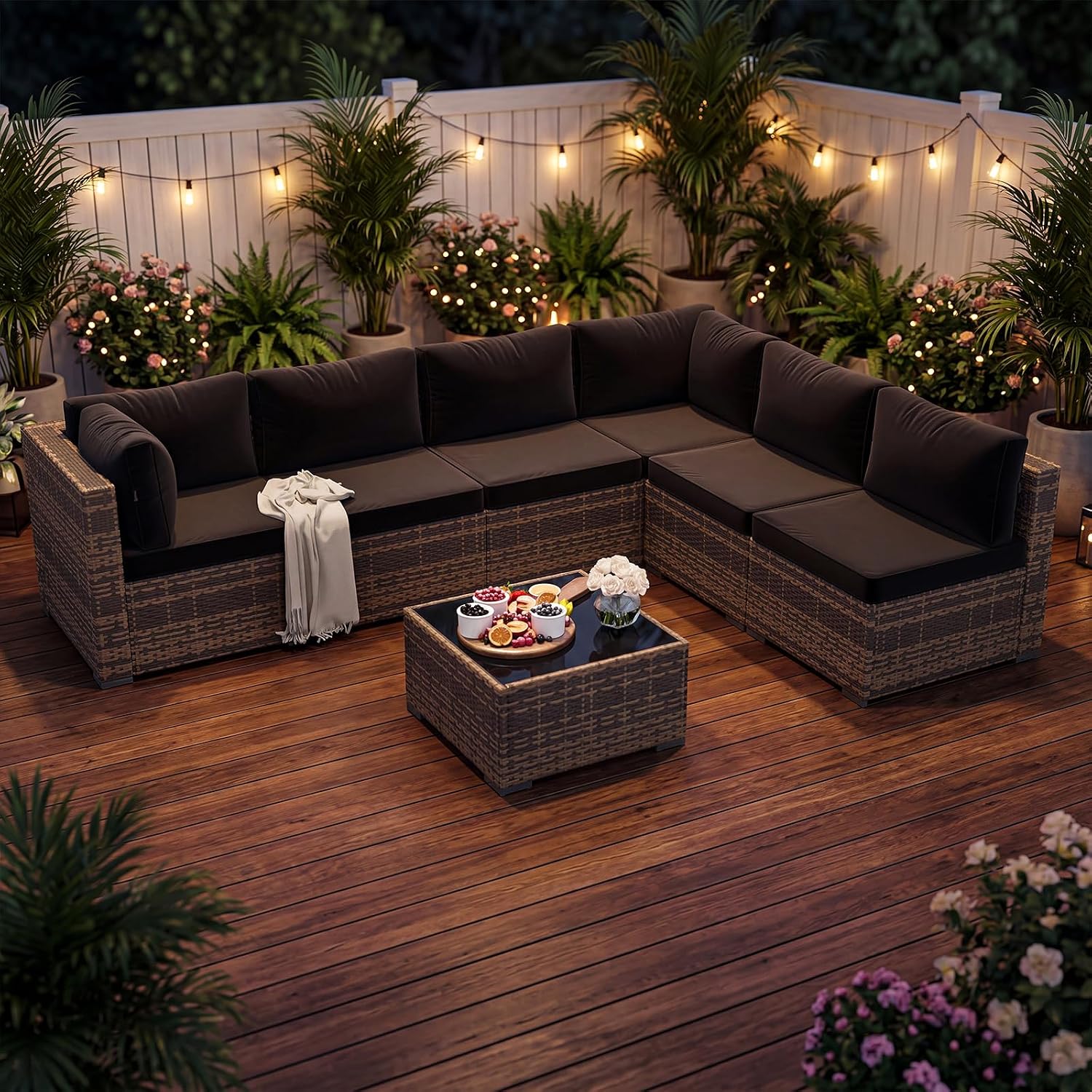 7-Piece Wicker Patio Furniture - đánh giá và giá Outdoor Furniture Yellow