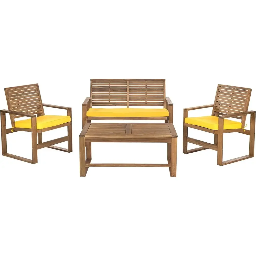 4-Piece Acacia Outdoor Patio F - đánh giá và giá Outdoor Furniture Yellow
