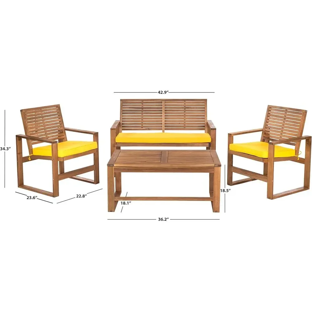 4-Piece Acacia Outdoor Patio F - đánh giá và giá Outdoor Furniture Yellow