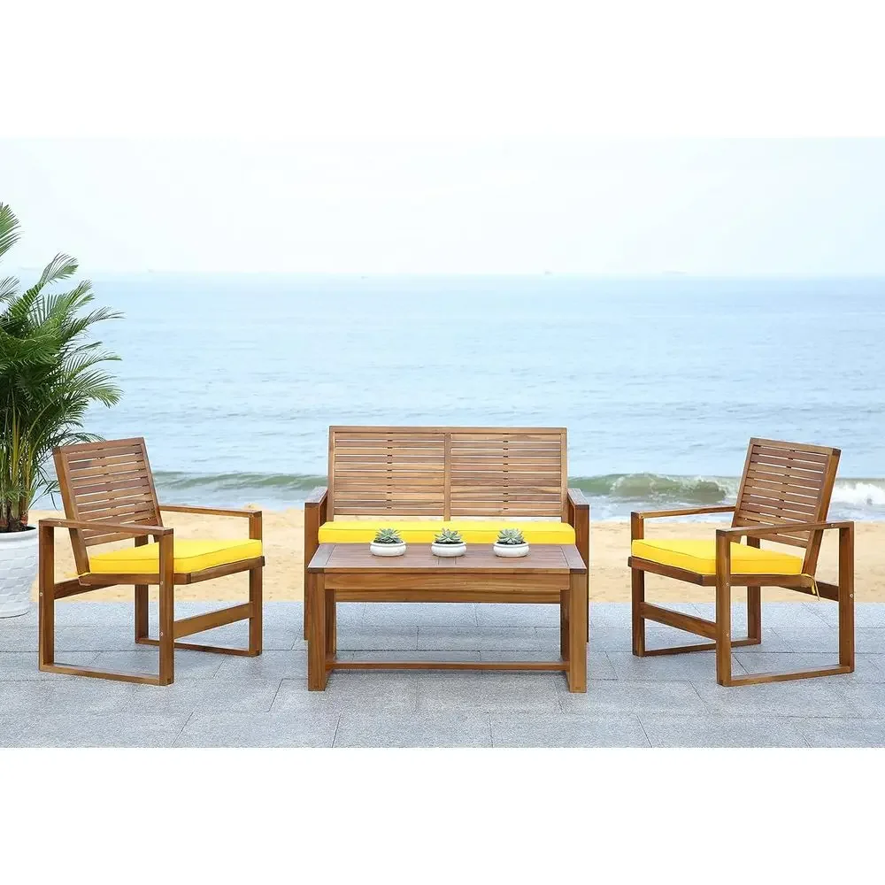 4-Piece Acacia Outdoor Patio F - đánh giá và giá Outdoor Furniture Yellow