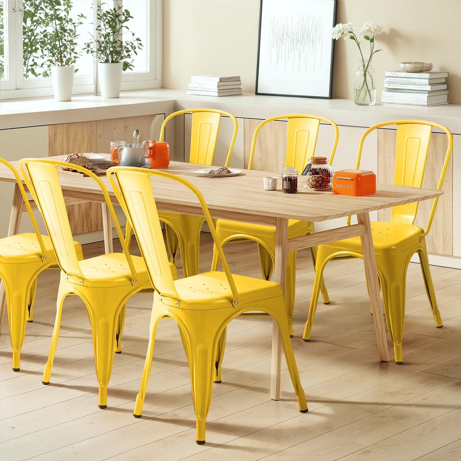 Metal Dining Chairs Set Of 4 I - đánh giá và giá Outdoor Furniture Yellow