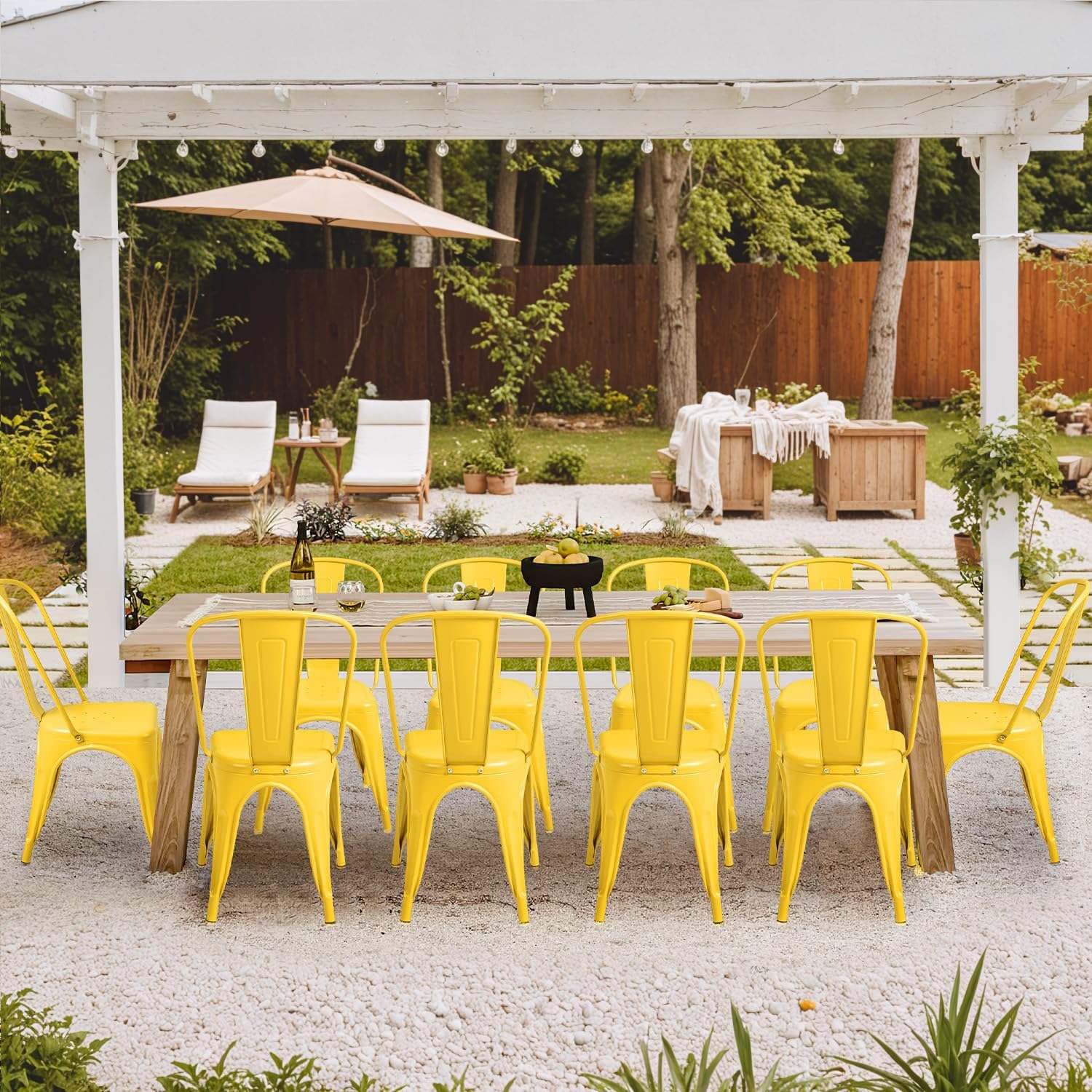 Metal Dining Chairs Set Of 4 I - đánh giá và giá Outdoor Furniture Yellow