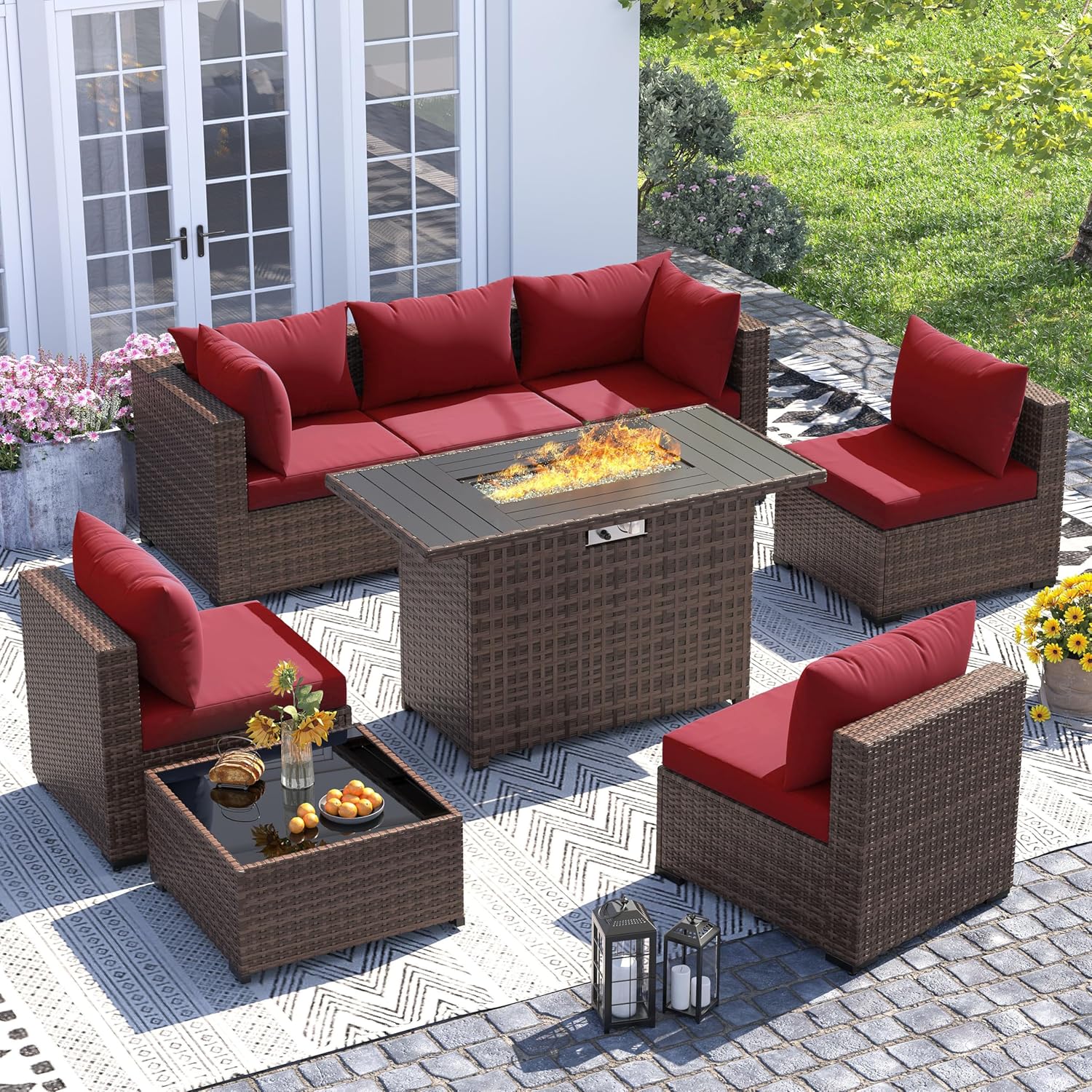 8pc All-Weather Wicker Section - đánh giá và giá Outdoor Furniture And Fire Pit