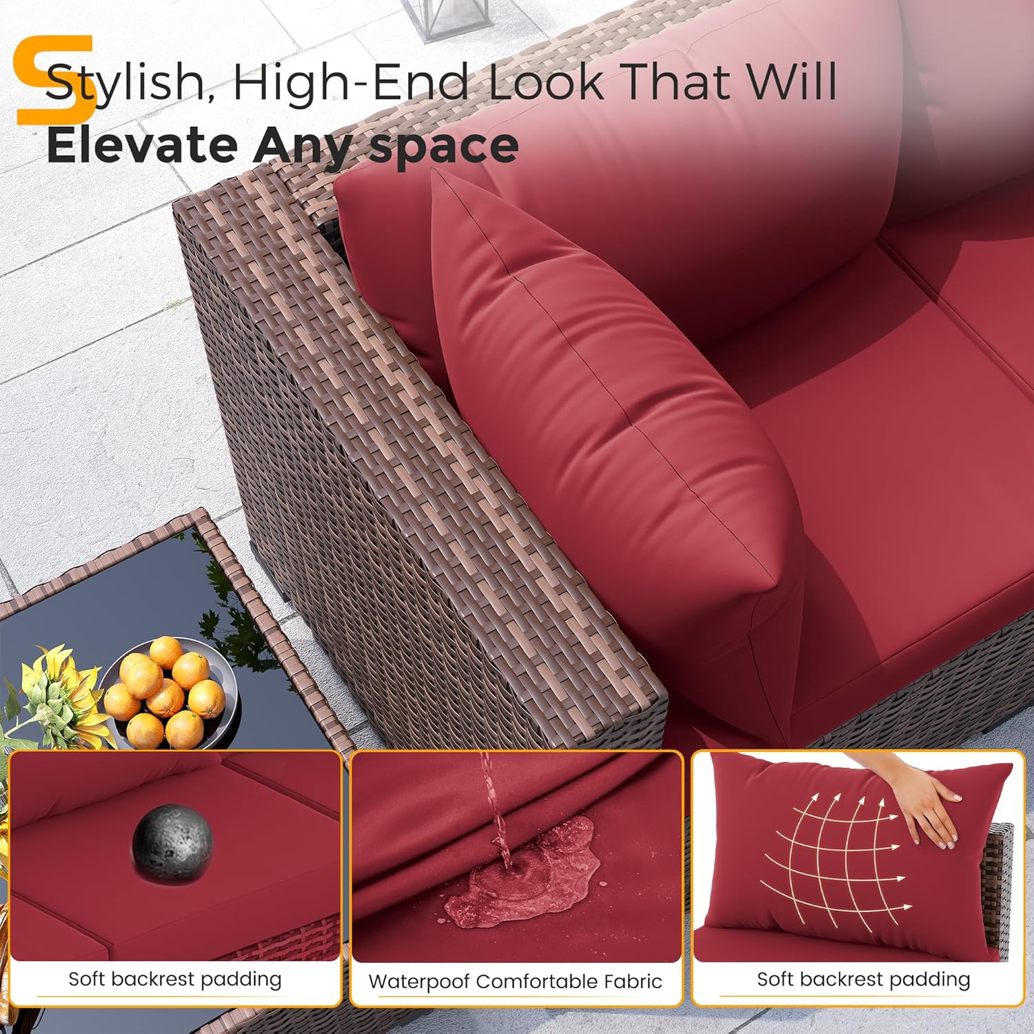 8pc All-Weather Wicker Section - đánh giá và giá Outdoor Furniture And Fire Pit