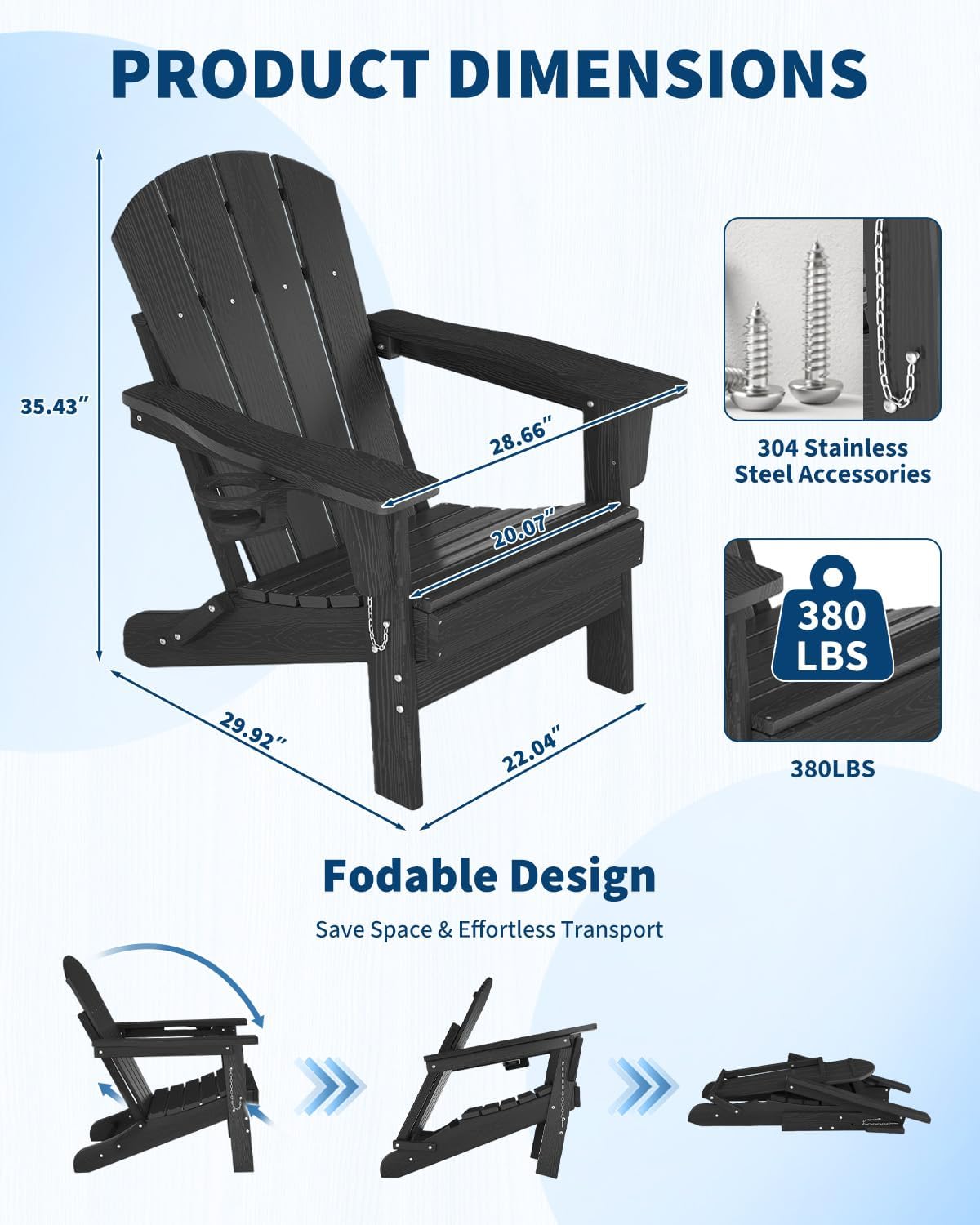 Folding Adirondack Chair HDPE  - đánh giá và giá Outdoor Furniture And Fire Pit