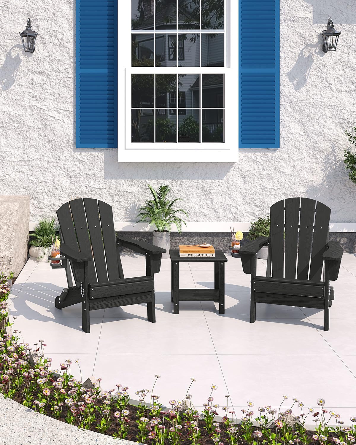 Folding Adirondack Chair HDPE  - đánh giá và giá Outdoor Furniture And Fire Pit