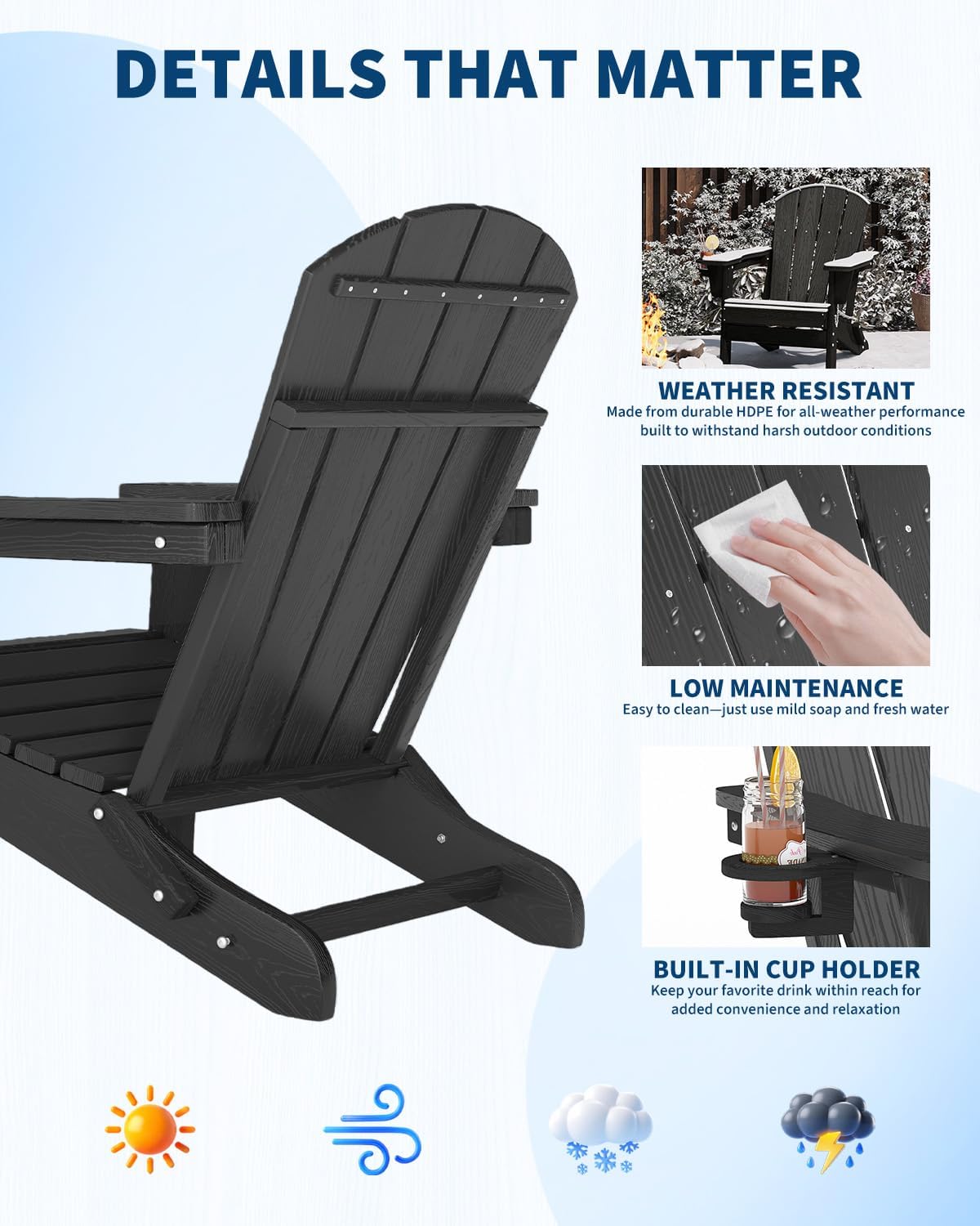 Folding Adirondack Chair HDPE  - đánh giá và giá Outdoor Furniture And Fire Pit