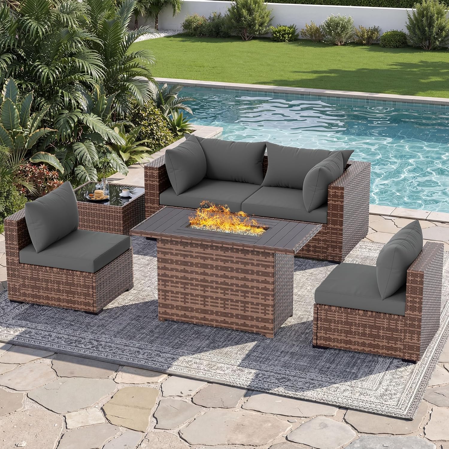 5-Piece Outdoor Sectional Sofa - đánh giá và giá Outdoor Furniture And Fire Pit