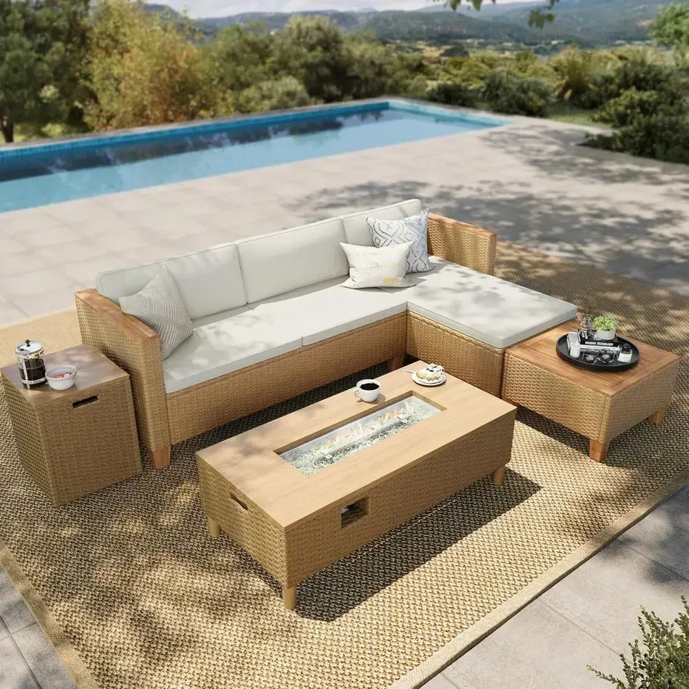 4-Seat Outdoor Wicker Sectiona - đánh giá và giá Outdoor Furniture Yellow