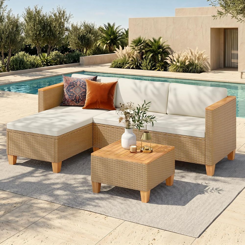 3-Piece Wicker Outdoor Section - đánh giá và giá Outdoor Furniture Yellow