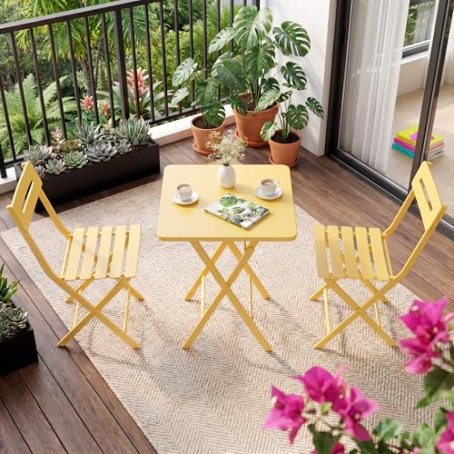 3-Piece Bistro Set for Patio G - đánh giá và giá Outdoor Furniture Yellow