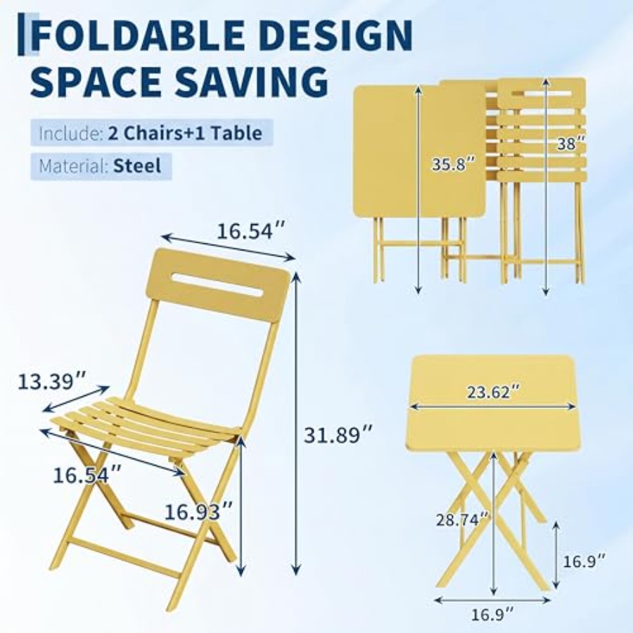 3-Piece Bistro Set for Patio G - đánh giá và giá Outdoor Furniture Yellow