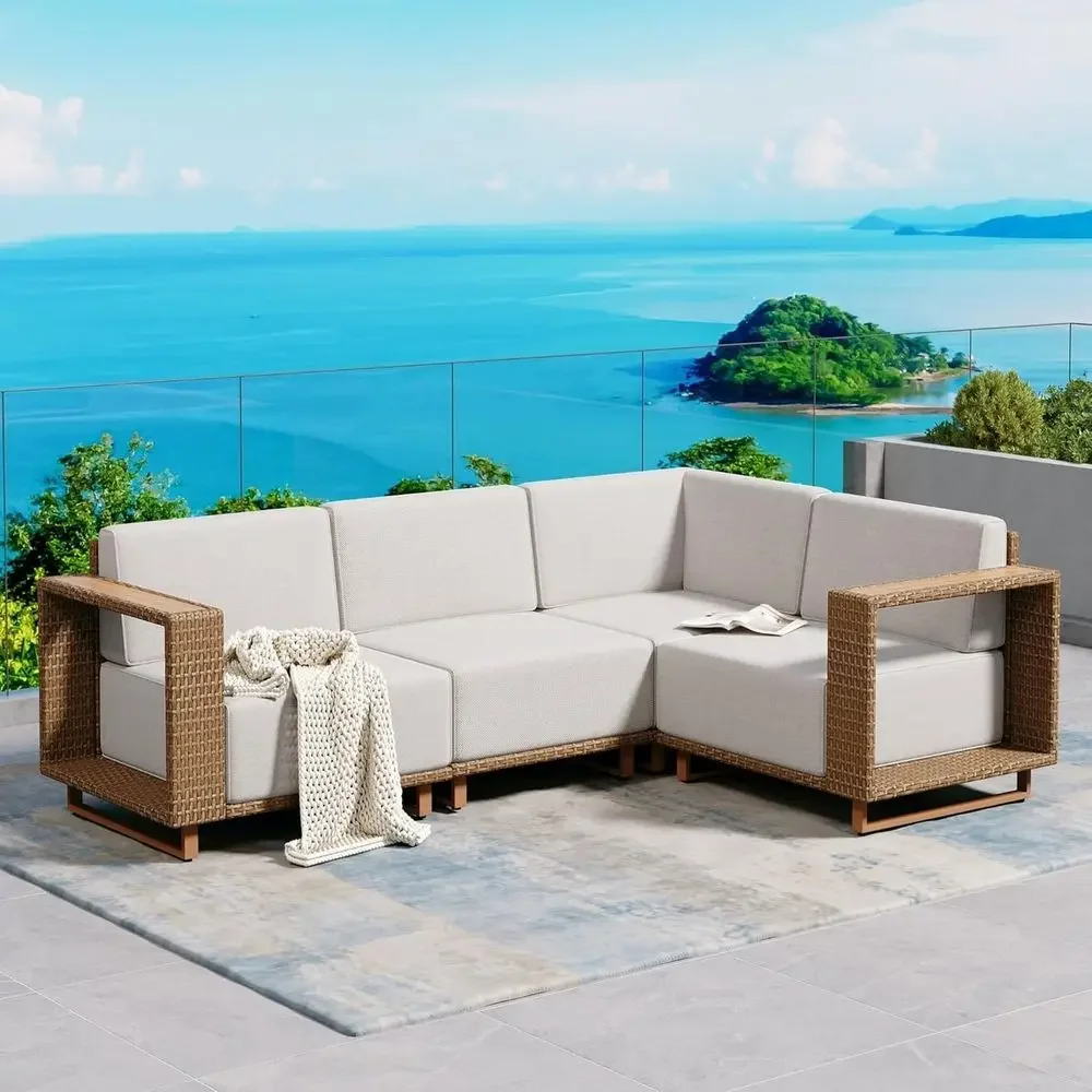 L-Shaped Outdoor Sectional Sof - đánh giá và giá Outdoor Furniture Yellow