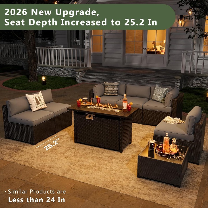 Aoxun 8 Piece Patio Furniture  - đánh giá và giá Outdoor Furniture And Fire Pit