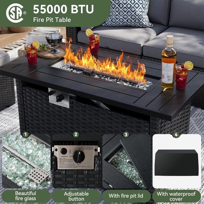 Aoxun 8 Piece Patio Furniture  - đánh giá và giá Outdoor Furniture And Fire Pit