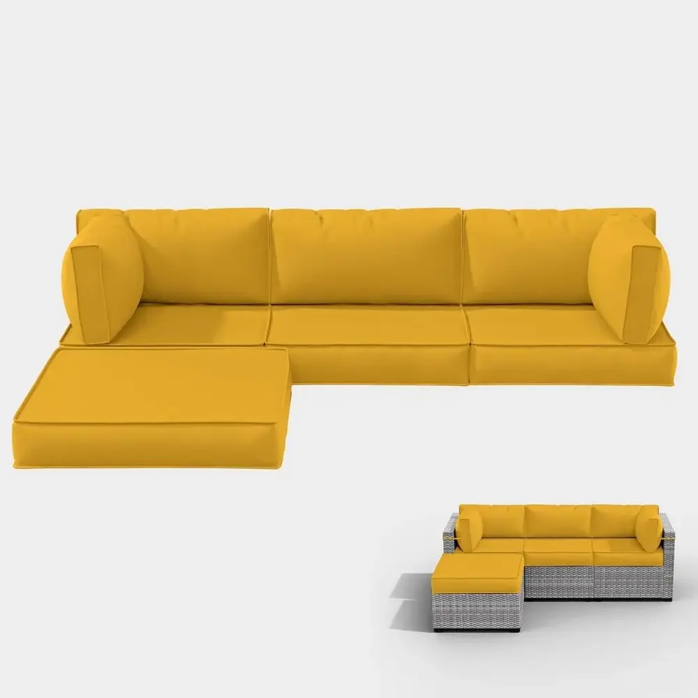 5-Pillow Outdoor Patio Furnitu - đánh giá và giá Outdoor Furniture Yellow